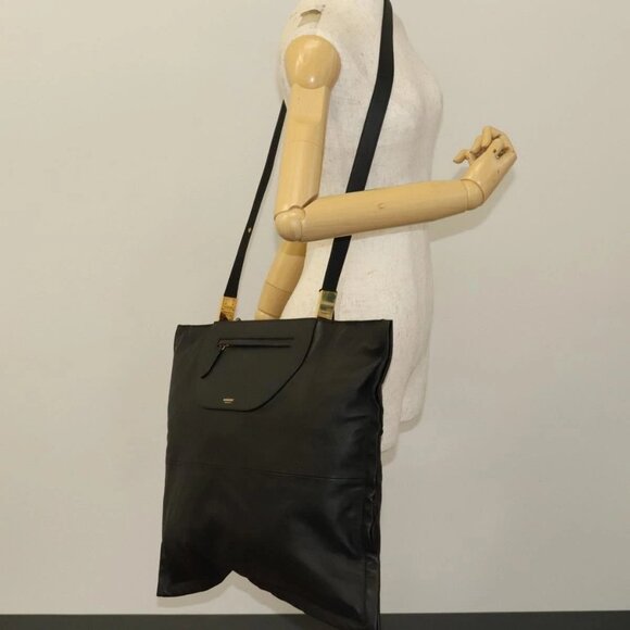 BURBERRY Shoulder Bag Leather Black Gold Auth - Picture 15 of 16